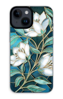 Blue stained glass flowers