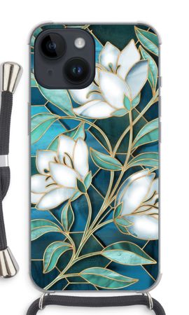 Blue stained glass flowers