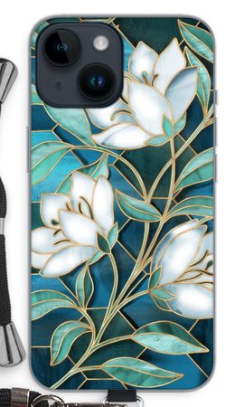 Blue stained glass flowers