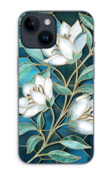 Fleurs en vitrail bleu