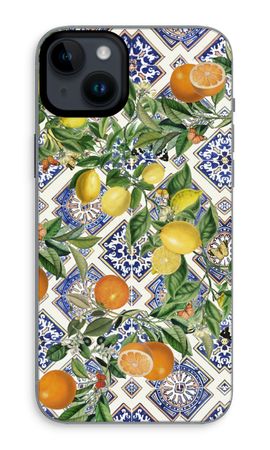 Blue tiles, lemons and oranges