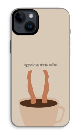 Aggressively drinks coffee