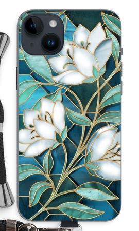 Blaue Glasmalerei Blumen