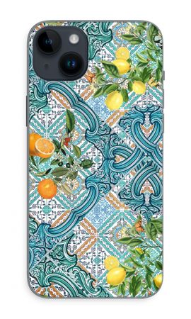 Blue tiles, lemons and oranges