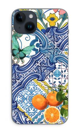 Blue tiles and oranges