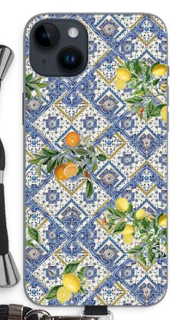 Blue tiles, lemons and oranges - small