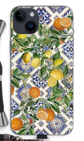 Blue tiles, lemons and oranges