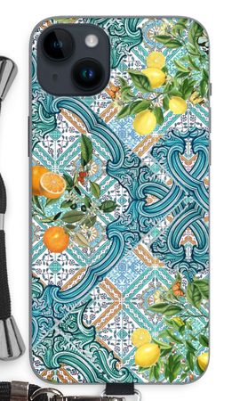 Blue tiles, lemons and oranges