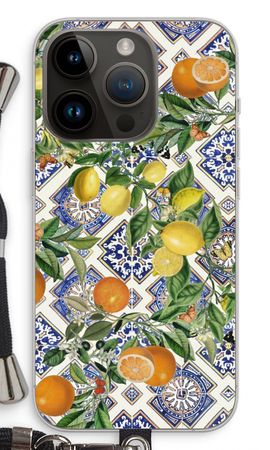 Blue tiles, lemons and oranges