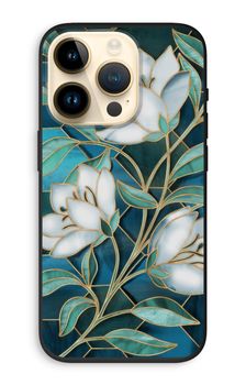 Blue stained glass flowers