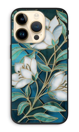 Blue stained glass flowers