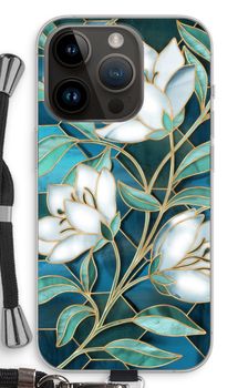 Flores azules de vidriera