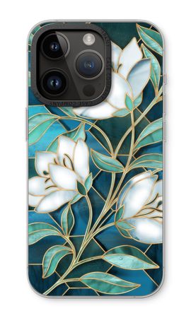Blaue Glasmalerei Blumen
