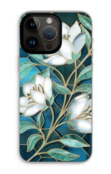 Flores azules de vidriera