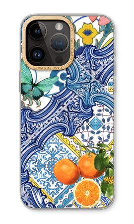 Blue tiles and oranges