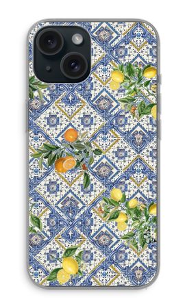 Blue tiles, lemons and oranges - small