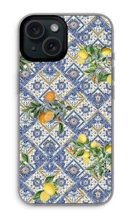 Blue tiles, lemons and oranges - small