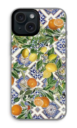 Blue tiles, lemons and oranges