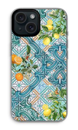 Blue tiles, lemons and oranges