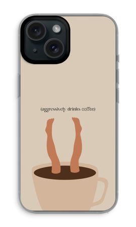 Aggressively drinks coffee