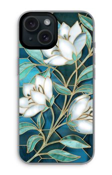 Blaue Glasmalerei Blumen