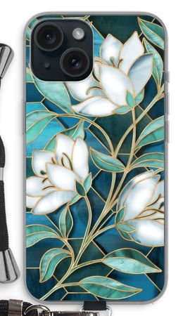 Blue stained glass flowers