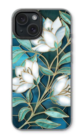 Blauwe glas-in-lood bloemen