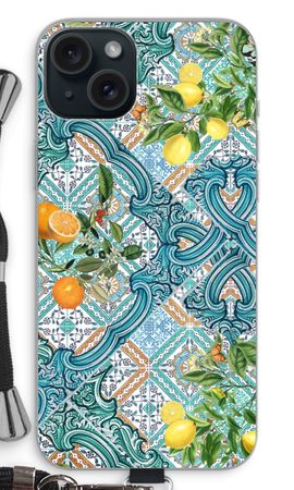 Blue tiles, lemons and oranges