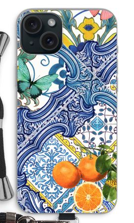 Blue tiles and oranges