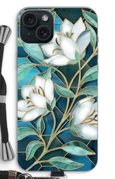 Blue stained glass flowers