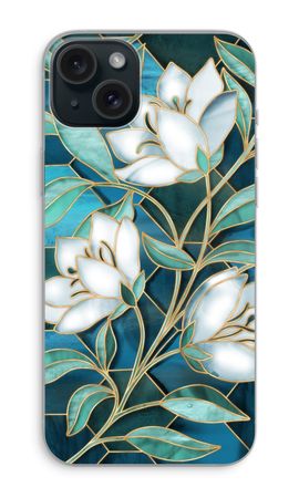 Blue stained glass flowers