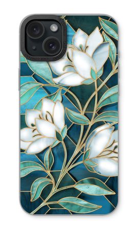 Blauwe glas-in-lood bloemen