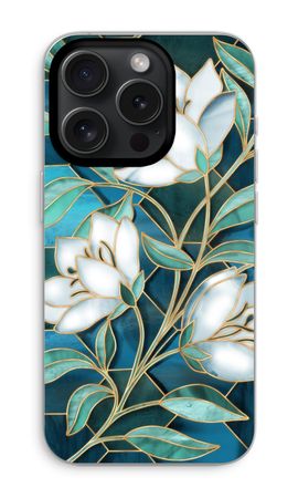 Blue stained glass flowers