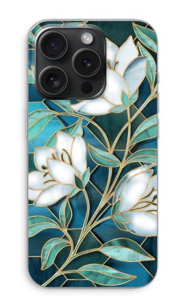 Blue stained glass flowers