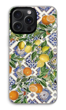 Blue tiles, lemons and oranges