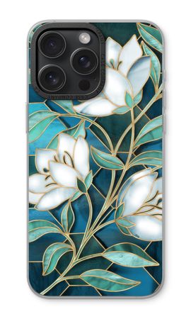 Blaue Glasmalerei Blumen
