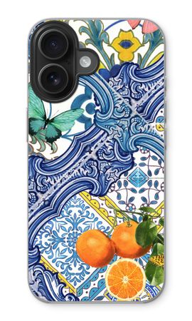 Blue tiles and oranges