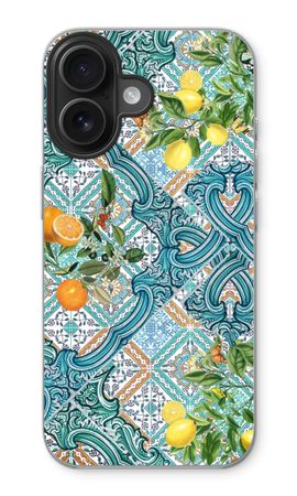 Blue tiles, lemons and oranges