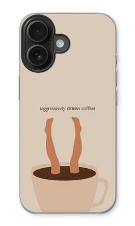 Aggressively drinks coffee