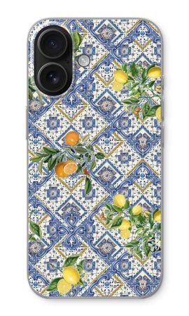 Blue tiles, lemons and oranges - small