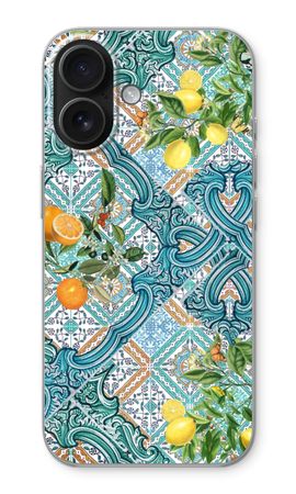 Blue tiles, lemons and oranges