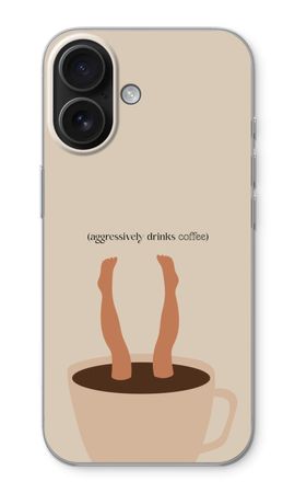 Aggressively drinks coffee