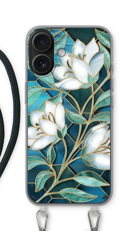 Blå blommor i färgat glas