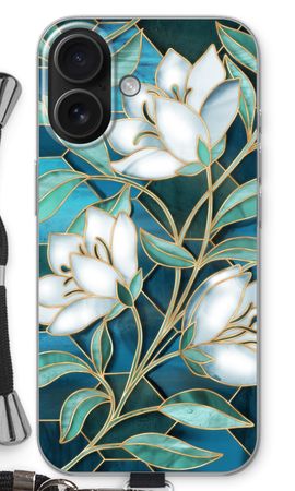 Blue stained glass flowers