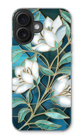 Blue stained glass flowers