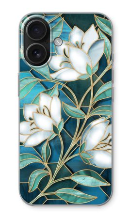 Blue stained glass flowers