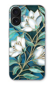 Fleurs en vitrail bleu