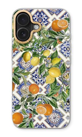 Blue tiles, lemons and oranges
