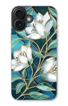 Blue stained glass flowers