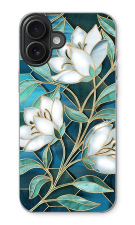 Blue stained glass flowers